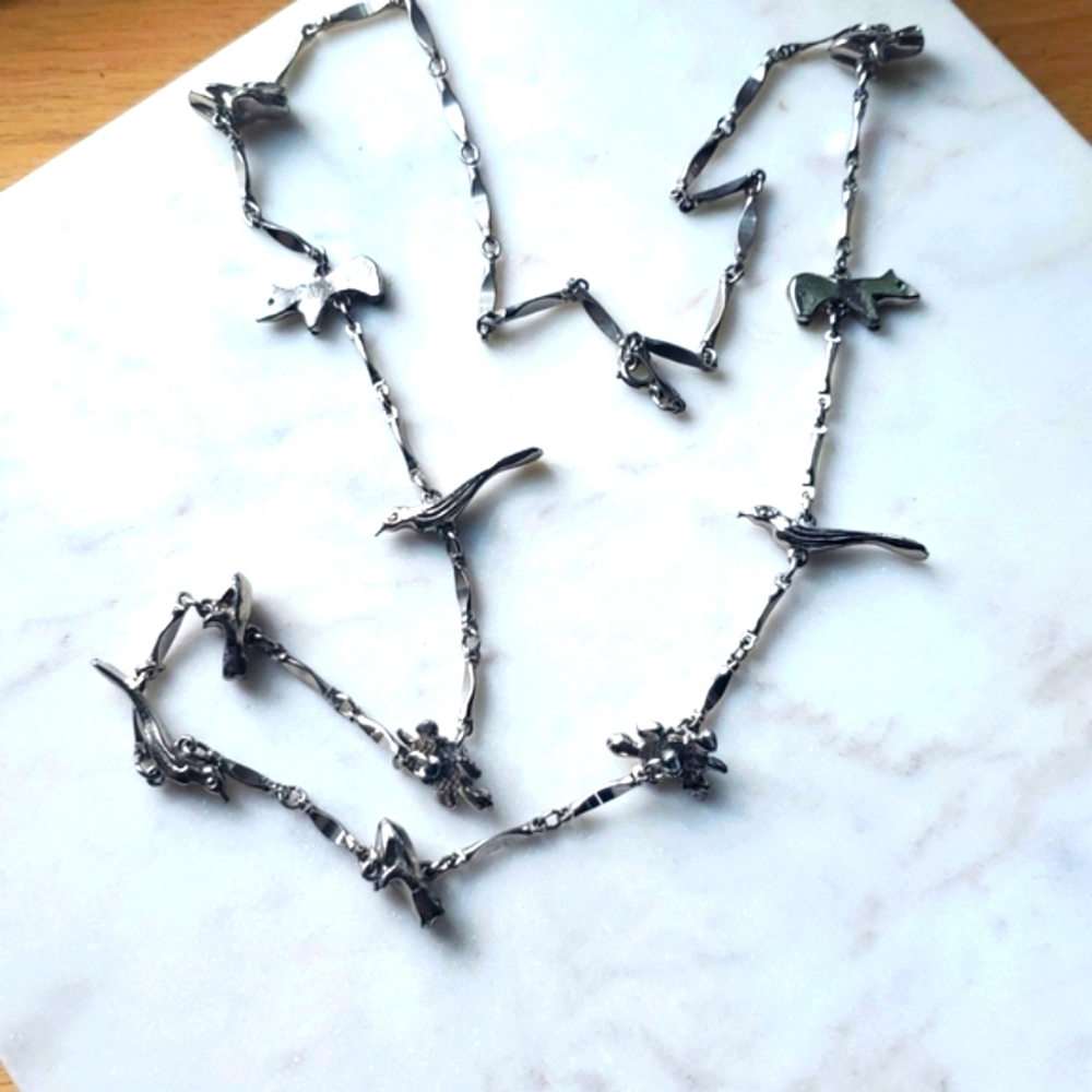 Vintage Silvertone Animal Fetish Necklace